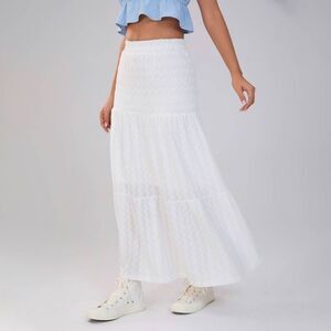 Wild Fable - Women's Solid Elastic Waist Ruffle Hem Tiered Maxi White